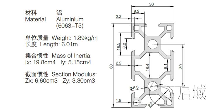 3060欧标直角铝型材