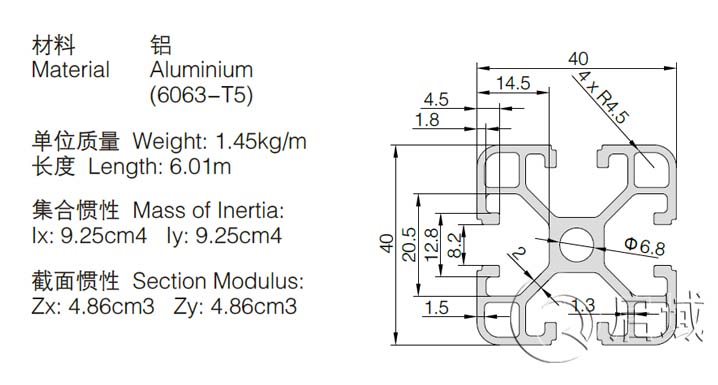 4040轻型铝型材